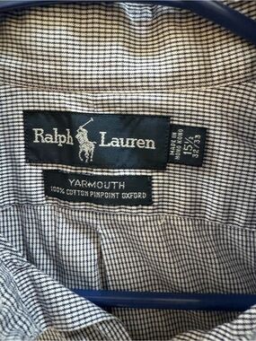 Ralph Lauren Navy and White Mini-Check Yarmouth Shirt